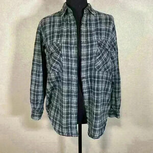 Levi’s vintage green blue plaid flannel 100% cotton women size small